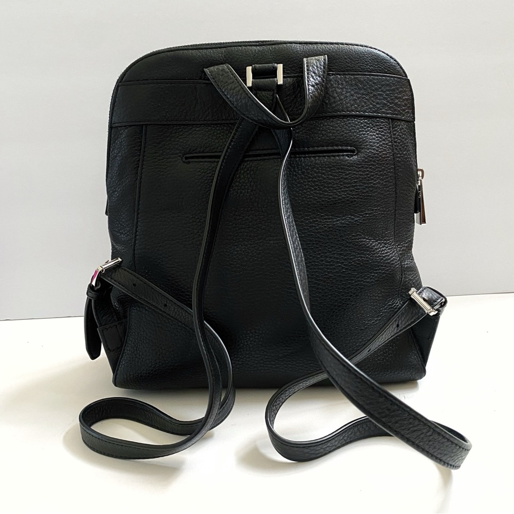 SILVER HARDWARE MICHAEL KORS BLACK RHEA SLIM PEBBLED LEATHER BACKPACK PURSE - Picture 5 of 9